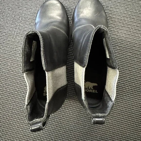 Womens SOREL Joan Wedge Boot Black leather size 9.5 - Picture 2 of 6